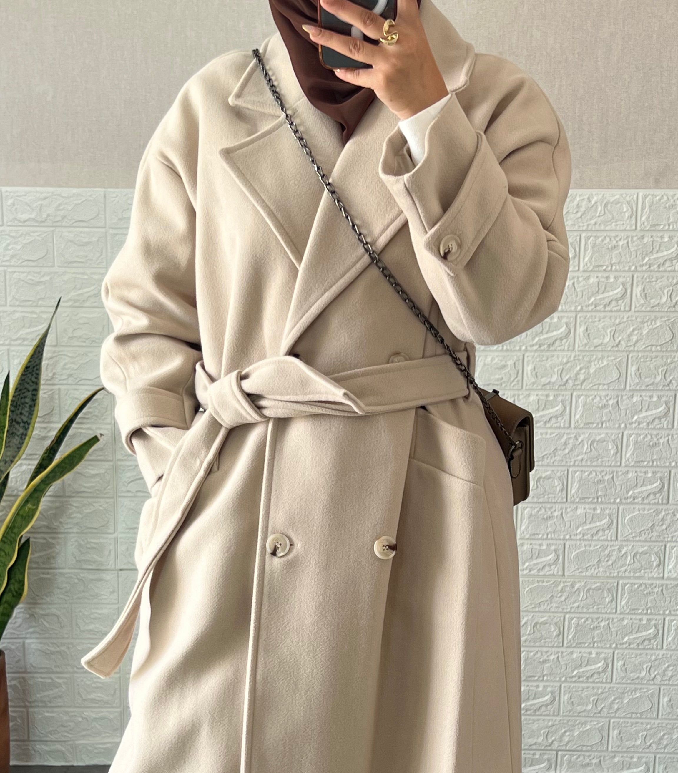 manteau cachemire beige